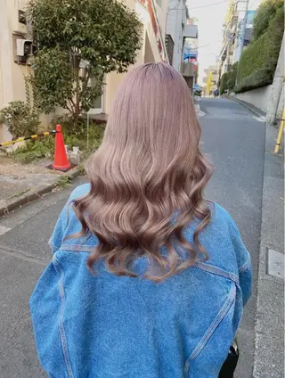 セミロング カラー メンズモテパーマ💙 fuwaのヘアスタイル