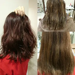 セミロング カラー タッセルボブ× 美髪・髪質改善のヘアスタイル