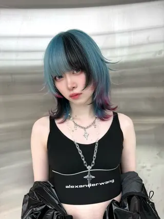 ミディアム ふかじ/複雑履歴修正 縮毛矯正ブリーチのヘアスタイル