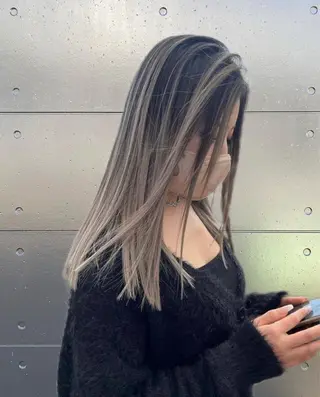 セミロング ケアブリーチ 黒瀬有汰のヘアスタイル