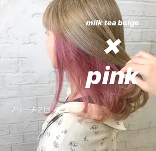 ミディアム カラー オリーブ/アッシュ やわらか透明感カラーのヘアスタイル