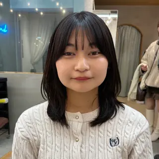 ミディアム りな💗垢抜け前髪/ レイヤー💗縮毛矯正のヘアスタイル