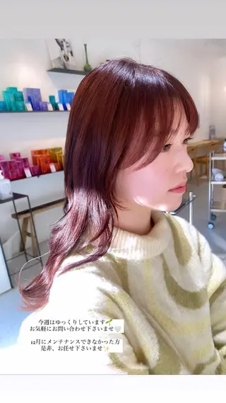 セミロング カラー 安永 涼のヘアスタイル