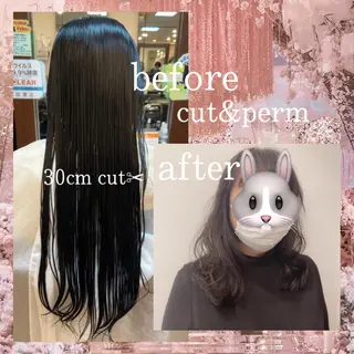 セミロング パーマ ヘアアレンジ 🎀トップスタイリ スト湯川響🎀のヘアスタイル