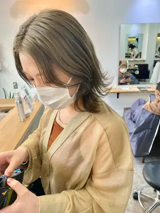 ミディアム カラー パーマ ヘアアレンジ メンズ キッズ ネイル マツエク・マツパ 森貴裕/ベージュ/ パーマ/オリーブのヘアスタイル