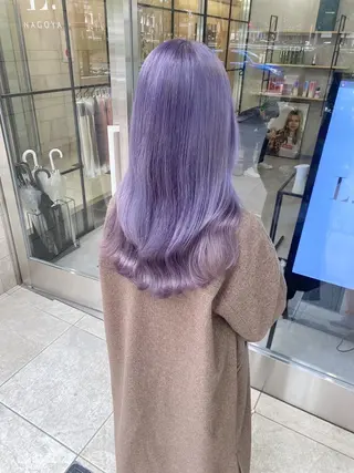 セミロング パーマ カラー ヘアアレンジ ハイトーン カラーのヘアスタイル