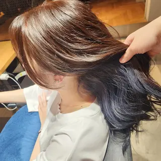 セミロング カラー 大参 花のヘアスタイル