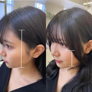 セミロング 小顔カット前髪 顔周りカット林亮佑のヘアスタイル