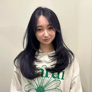 セミロング 🌹ハッシュカット、 レイヤー韓国ヘア🌹のヘアスタイル
