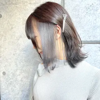 ミディアム カラー 癖毛救済✂️ボブ /髪質改善ストレートのヘアスタイル