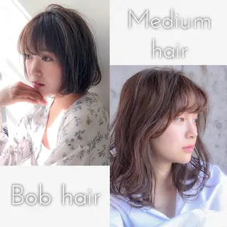 ミディアム カラー パーマ 顔周りレイヤー/ボブ 銀座✨中野まさひろのヘアスタイル