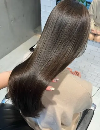 ロング カラー パーマ ヘアアレンジ 透明感/オリーブ/ グレージュ/YUKAのヘアスタイル