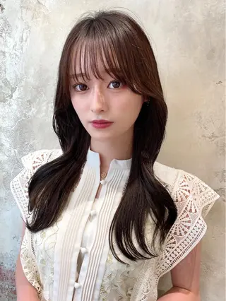 セミロング カラー 顔周り/くびれヘア 韓国ヘア💕風間るなのヘアスタイル