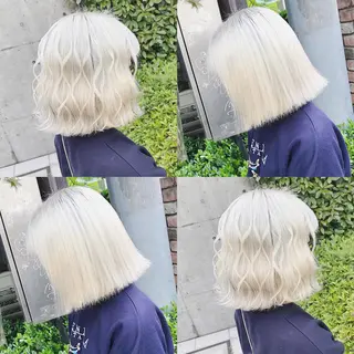 ミディアム カラー ヘアアレンジ TAKUMAブリーチ /切りっぱなし🪽のヘアスタイル