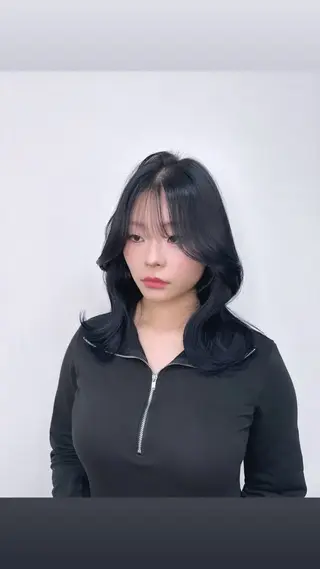 セミロング カラー ヘアアレンジ 酸性縮毛矯正🧴韓国 レイヤー/髪質改善のヘアスタイル