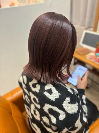 ミディアム カラー 【完全個室】髪質改善 暖色カラー/山崎唯奈のヘアスタイル