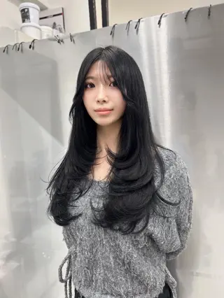 ロング 縮毛矯正/エクステ レイヤーカット/達也のヘアスタイル