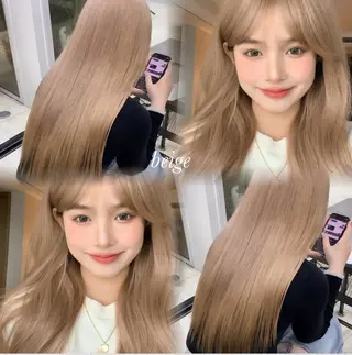 ロング カラー ミルクティー・ピンク 甘モテカラー/emaのヘアスタイル