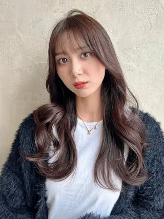 ロング パーマ 新宿✨顔周りカット 韓国ヘア/坂本亜裟海のヘアスタイル