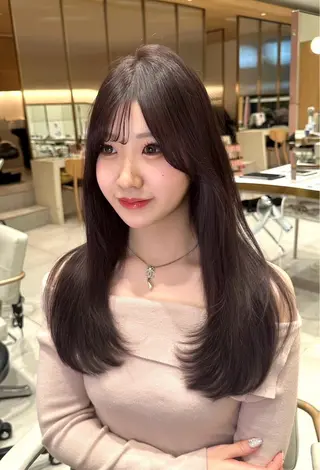 ロング 赤み消し透明感カラー 似合わせ前髪柴田礼空のヘアスタイル