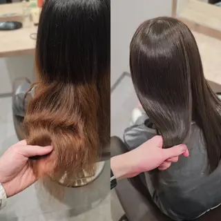 セミロング カラー 縮毛矯正をしている人 のためのカラーのヘアスタイル