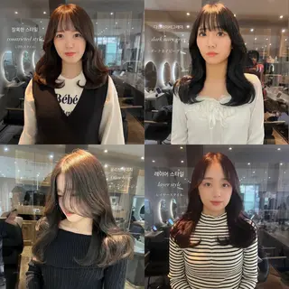 セミロング カラー 韓国🇰🇷レイヤー 映える顔周り🩷のヘアスタイル