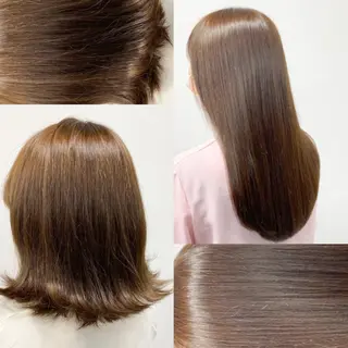 ミディアム カラー パーマ ヘアアレンジ ネイル マツエク・マツパ 韓国風ベージュ🤎 赤みなし🌿横浜🤎のヘアスタイル