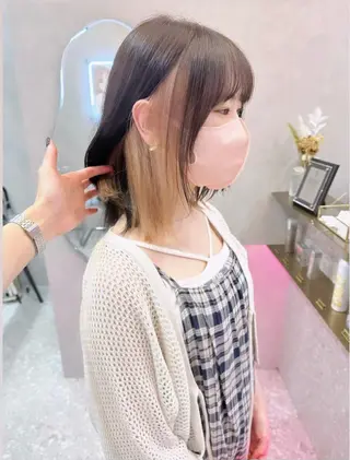 ミディアム カラー ヘアアレンジ 天神/ブリーチ/ ブリーチなしカラーのヘアスタイル