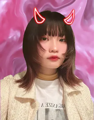 ミディアム フルガキ ハルカ天神美容室のヘアスタイル