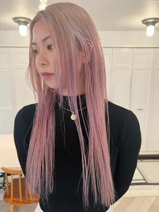 ロング カラー ブリーチカラー🎀 韓国風/寺門美優のヘアスタイル