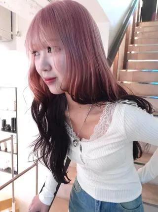 ロング カラー ハイトーン/レイヤー nail 百咲💌のヘアスタイル