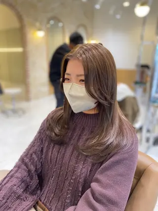セミロング カラー 坂井 茅聖のヘアスタイル