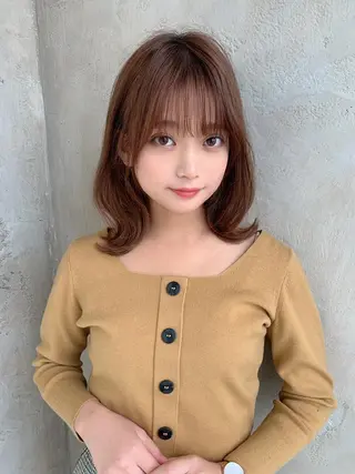 ミディアム カラー 新宿✨顔周りカット 韓国ヘア/坂本亜裟海のヘアスタイル