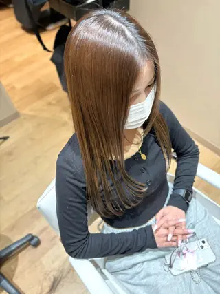 ロング miwa♡暖色カラー 盛れる顔周り.ヘアメのヘアスタイル