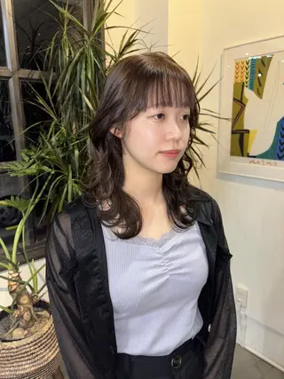 ミディアム カラー 蔵前🫧韓国風レイヤ ーカット🫧KAHOのヘアスタイル