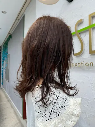 ミディアム カラー 酸性ストレート/ブリ ーチなしWカラー河本のヘアスタイル