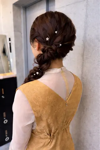 ロング カラー パーマ ヘアアレンジ 透明感/オリーブ/ グレージュ/YUKAのヘアスタイル