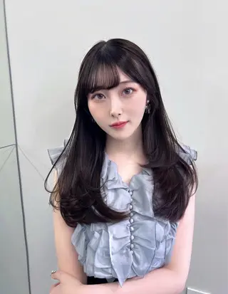 ロング カラー ヘアアレンジ レイヤー/髪質改善 縮毛/ハッシュカットのヘアスタイル