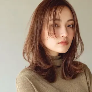 ミディアム 顔周りの似合わせ特化 井手麻梨栄のヘアスタイル