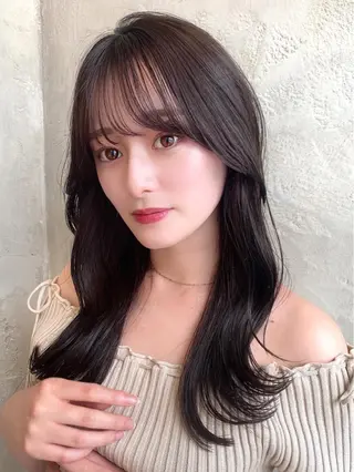 セミロング カラー 顔周り/くびれヘア 韓国ヘア💕風間るなのヘアスタイル