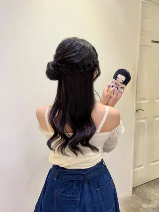 ヘアアレンジ 🇰🇷韓国レイヤー 多幸感メイク🤍のヘアスタイル