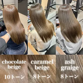 ロング カラー 井本翔太.髪質改善. ベージュ.グレージュのヘアスタイル