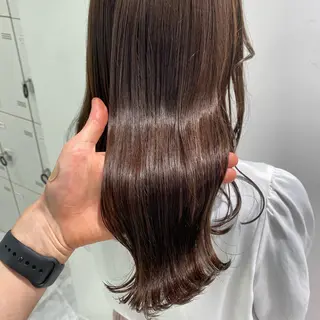 セミロング カラー ヘアアレンジ 韓国風ベージュ🤎 赤みなし🌿横浜🤎のヘアスタイル