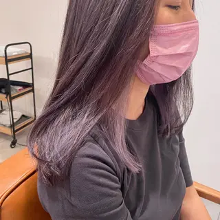 セミロング カラー 酸性ストレート/ブリ ーチなしWカラー河本のヘアスタイル