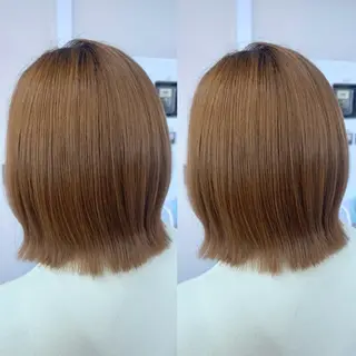 ミディアム カラー ハイトーン🎀 暖色系カラー🎀愛美のヘアスタイル