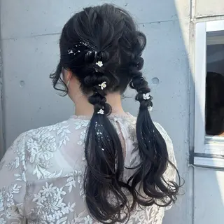 ヘアアレンジ 心美/ブリーチなし 透明感カラーのヘアスタイル