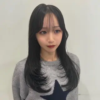 ロング カラー ヘアアレンジ 韓国レイヤーカット /韓国トレンドカラーのヘアスタイル