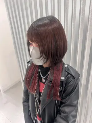 ロング あやめ🪽 オリーブ/ハイトーンのヘアスタイル