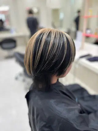 ロング 縮毛矯正× ブルーブラック/池袋のヘアスタイル