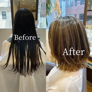 ミディアム カラー CASA 祇園四条のヘアスタイル